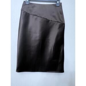 Ivan Montesi Brown Satin Lined Pencil Skirt Sz 42 EU/10 US‎ Italy Glam Downtown